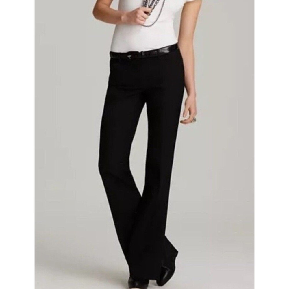 NWT Theory Pants Trousers 12 $235 Black Max C Wide Leg Flare Wool USA Career